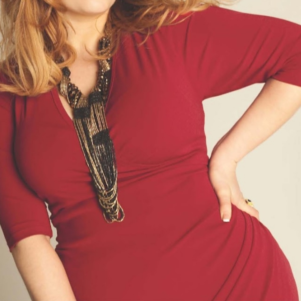 Igigi Red faux wrap dress